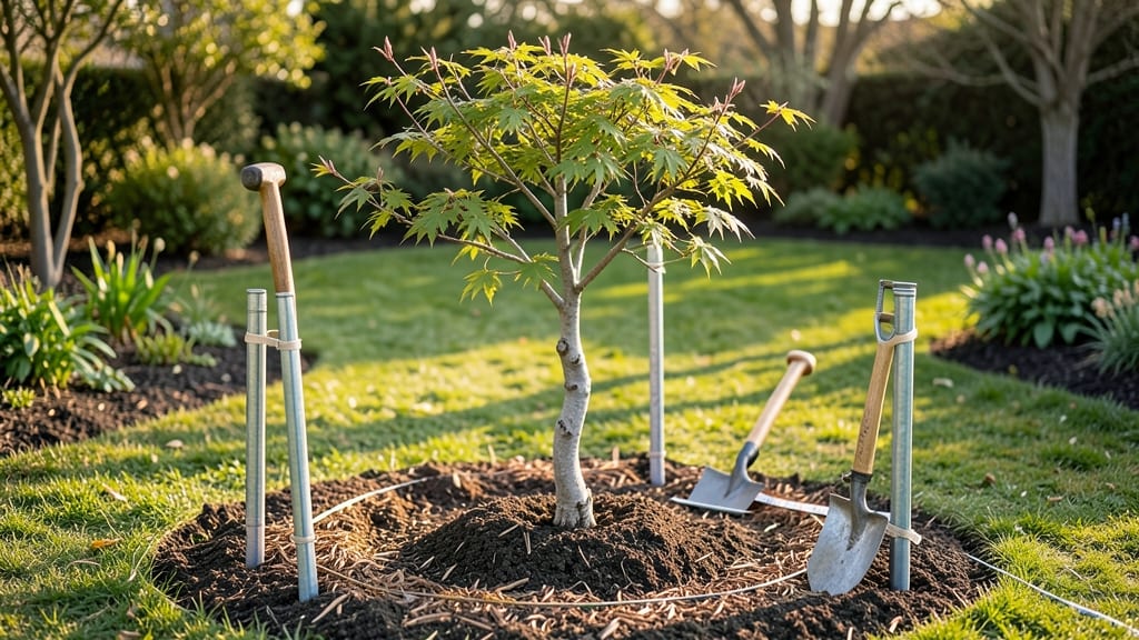 Staking a Tree With 3 Stakes: Diagonal Triangle Method for Perfect Stability