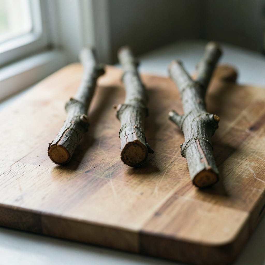 Three chops of different thickness, ready to be tested